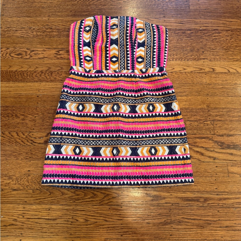 Alice & Trixie Strapless Boho Embroidered Mini Dress |  Medium